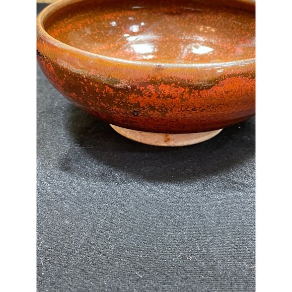 Vintage Pottery Signed Bowl Brown Drip Glaze - Picture 5 of 9